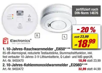 toom Baumarkt Ei electronics rauchwarnmelder oder kohlenmonoxidwarnmelder Angebot