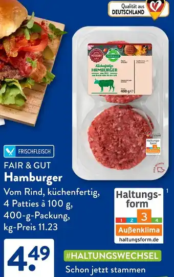 Aldi Süd FAIR & GUT Hamburger Angebot