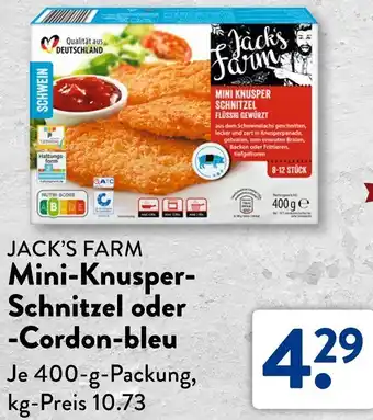 Aldi Süd JACK'S FARM Mini-Knusper Schnitzel oder Cordon-bleu Angebot