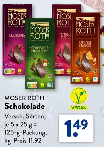 Aldi Süd MOSER ROTH Schokolade Angebot