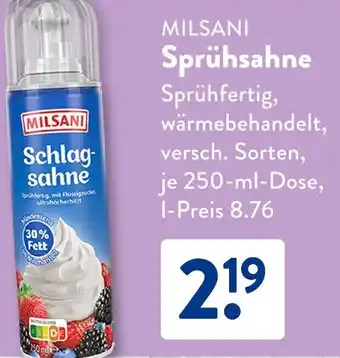 Aldi Süd MILSANI Sprühsahne Angebot