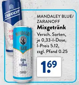 Aldi Süd MANDALEY BLUE/ ZARANOFF Mixgetränk Angebot