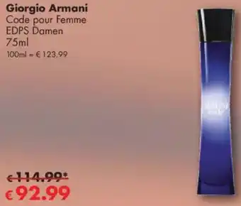 Travel Free Giorgio Armani Code pour Femme EDPS Damen Angebot