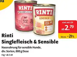 Das Futterhaus Rinti Singlefleisch & Sensible Angebot