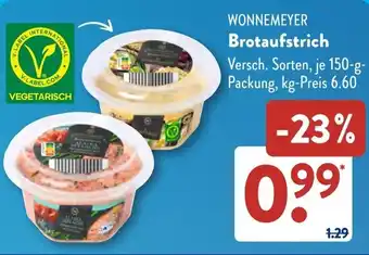 Aldi Süd WONNEMEYER Brotaufstrich Angebot