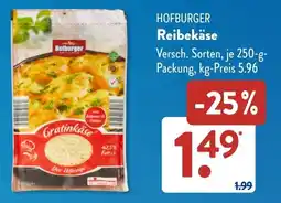 Aldi Süd HOFBURGER Reibekäse Angebot