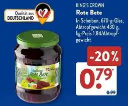 Aldi Süd KING'S CROWN Rote Bete Angebot