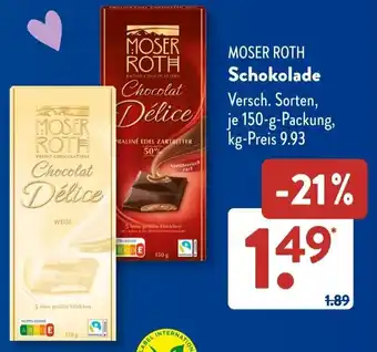 Aldi Süd MOSER ROTH Schokolade Angebot