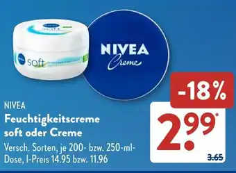 Aldi Süd NIVEA Feuchtigkeitscreme soft oder Creme Angebot