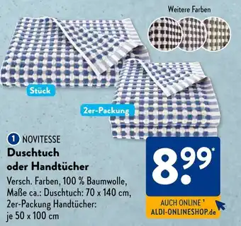 Aldi Süd NOVITESSE Duschtuch oder Handtücher Angebot