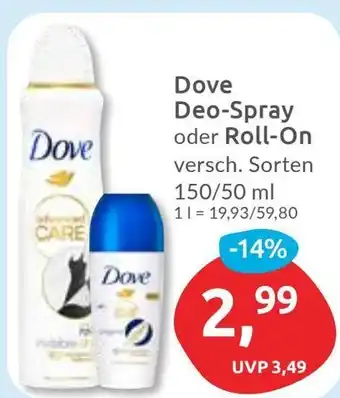 Budni Dove Deo-Spray oder Roll-On Angebot