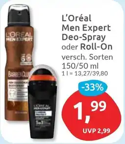 Budni L'Oréal Men Expert Deo-Spray oder Roll-On Angebot