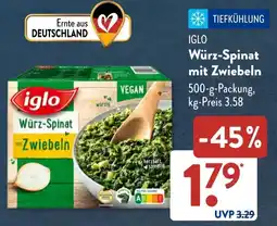 Aldi Süd IGLO Würz-Spinat mit Zwiebeln Angebot