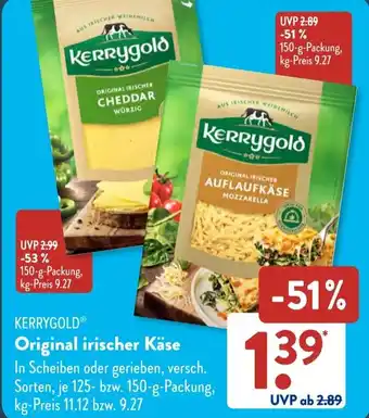 Aldi Süd KERRYGOLD Original irischer Käse Angebot