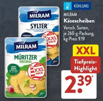 Aldi Süd MILRAM Käsescheiben Angebot