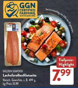 Aldi Süd GOLDEN SEAFOOD Lachsforellenfiletseite Angebot