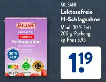 Aldi Süd MILSANI Laktosefreie H-Schlagsahne Angebot