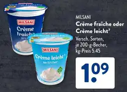 Aldi Süd MILSANI Crème fraîche oder Crème leicht Angebot