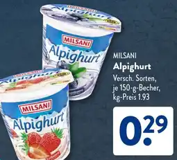 Aldi Süd MILSANI Alpighurt Angebot