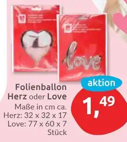 Budni Folienballon Herz oder Love Angebot