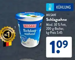 Aldi Süd MILSANI Schlag sahne Angebot