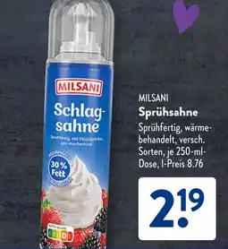 Aldi Süd MILSANI Sprühsahne Angebot