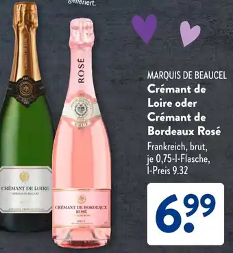 Aldi Süd MARQUIS DE BEAUCEL Crémant de Loire oder Crémant de Bordeaux Rosé Angebot