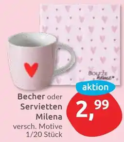 Budni Becher oder Servietten Milena Angebot