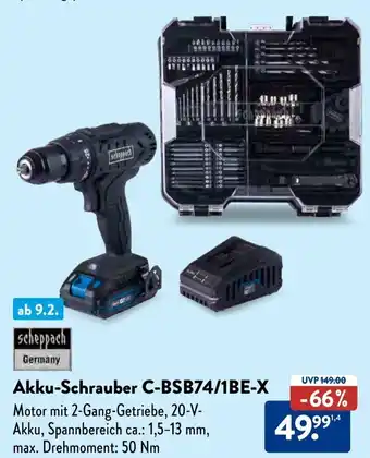 Aldi Süd Scheppach Akku-Schrauber C-BSB74/1BE-X Angebot