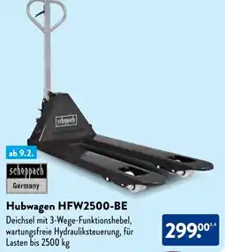 Aldi Süd scheppach Hubwagen HFW2500-BE Angebot