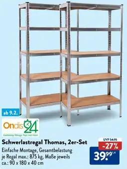 Aldi Süd Ondis 24 Schwerlastregal Thomas, 2er-Set Angebot