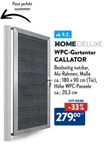 Aldi Süd HOME DELUXE WPC-Gartentor CALLATOR Angebot