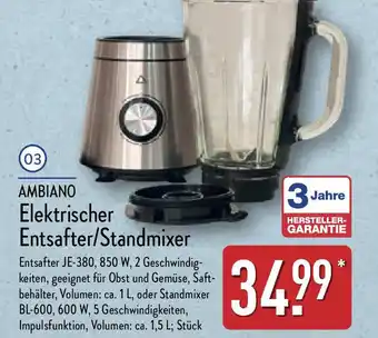 Aldi Nord AMBIANO Elektrischer Entsafter/Standmixer Angebot