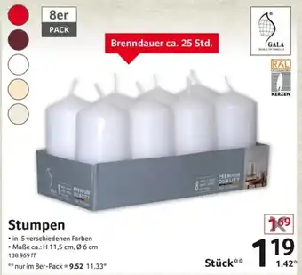 Selgros GALA WORLD OF CANDLES / RAL KERZEN Stumpen Angebot