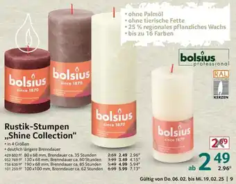 Selgros bolsius professional / RAL KERZEN Rustik-Stumpen ,,Shine Collection" Angebot