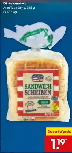 Netto Marken-Discount Dinkelsandwich American Style Angebot