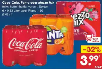 Netto Marken-Discount Coca-Cola, Fanta oder Mezzo Mix Angebot