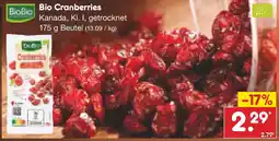 Netto Marken-Discount BioBio Bio Cranberries Angebot