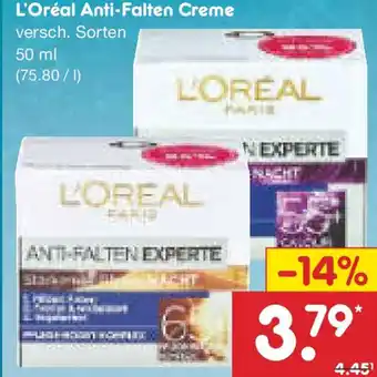 Netto Marken-Discount L'Oréal Anti-Falten Creme Angebot