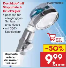 Netto Marken-Discount EASYmaxx Duschkopf mit Stopptaste & Druckregler Angebot