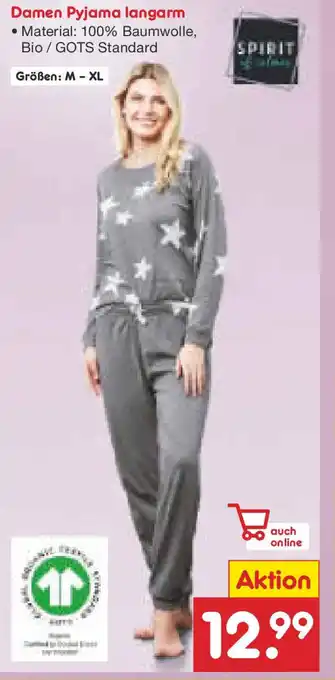 Netto Marken-Discount Damen Pyjama langarm SPIRIT Angebot