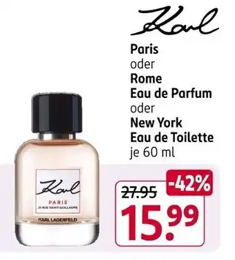 Rossmann Paris oder Rome Eau de Parfum oder New York Angebot