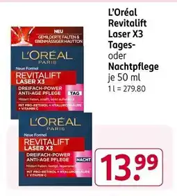 Rossmann L'Oréal Revitalift Laser X3 Tages- oder Nachtpflege Angebot