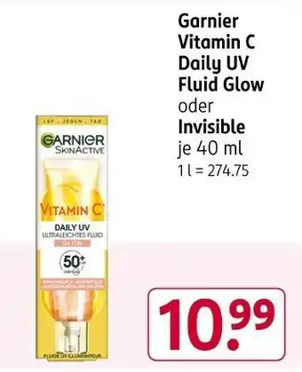 Rossmann Garnier Vitamin C Daily UV Fluid Glow oder Invisible Angebot