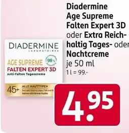 Rossmann Diadermine Age Supreme Falten Expert 3D oder Extra Reich- haltig Tages- oder Nachtcreme Angebot