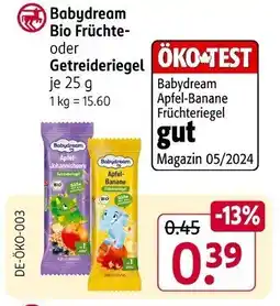 Rossmann Babydream Bio Früchte- oder Getreideriegel Angebot