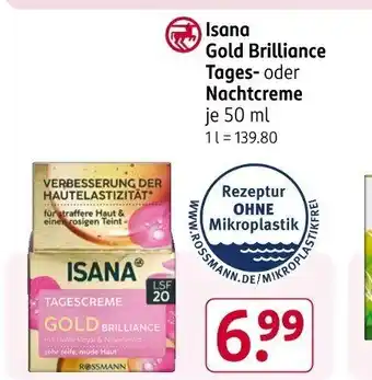 Rossmann Isana Gold Brilliance Tages- oder Nachtcreme Angebot