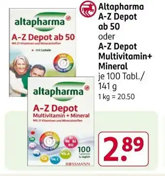 Rossmann Altapharma A-Z Depot ab 50 A-Z Depot Multivitamin+ Mineral je 100 Tabl./ Angebot