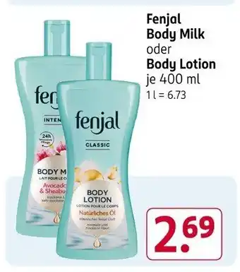 Rossmann Fenjal Body Milk oder Body Lotion Angebot