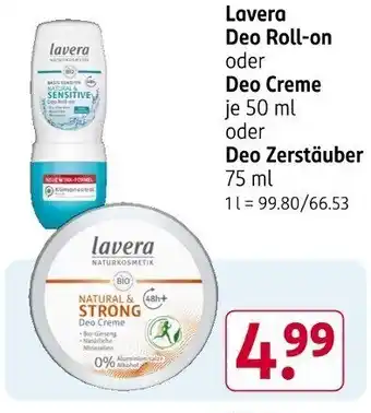 Rossmann Lavera Deo Roll-on oder Deo Creme Angebot